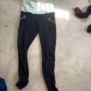 Black Athletic Leggings with Reflective Details